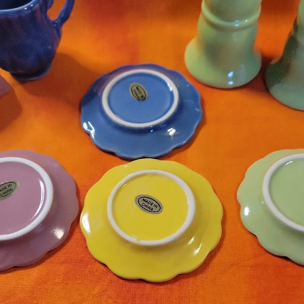 Vintage Frenzy Colorful Miniature Ceramic Kids Dish 8 Pieces
